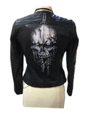 Limited Edition hand painted skull women leather jacket at back